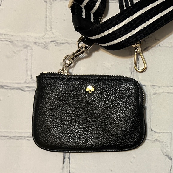 Kate Spade Black Pebble Leather Crossbody W/ Detachable Pouch & Adjustable Strap - Picture 10 of 11